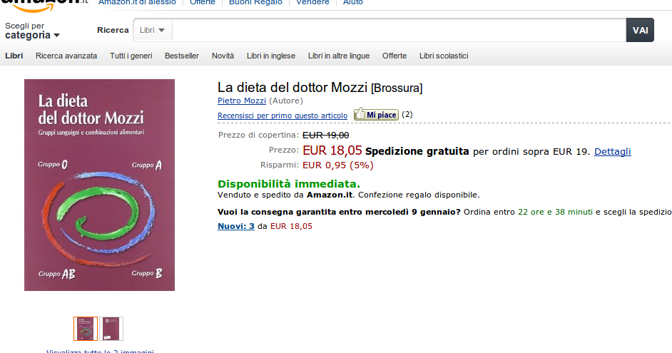 gruppo sanguigno dieta amazon